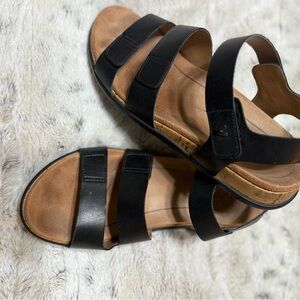 Women's Black Leather Sandals